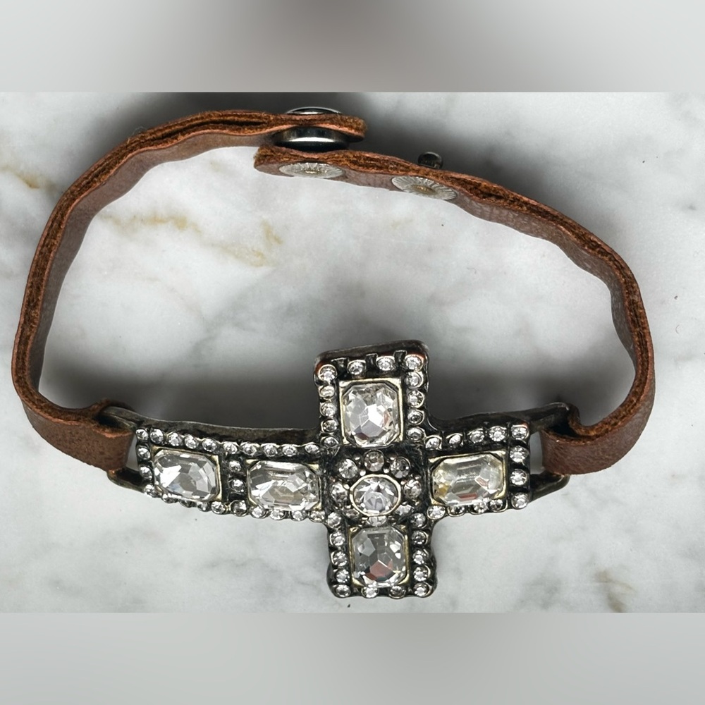 Silver Rhinestone Cross Bracelet - Picture 6 of 13
